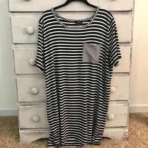Black and white striped dress